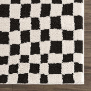 Black & Ivory Checkered Plush Rug