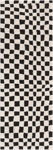 Black & Ivory Checkered Plush Rug