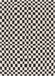Black & Ivory Checkered Plush Rug