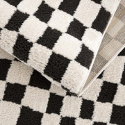Black & Ivory Checkered Plush Rug