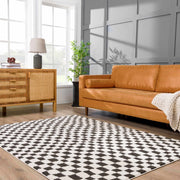 Black & Ivory Checkered Plush Rug