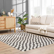 Black & Ivory Checkered Plush Rug
