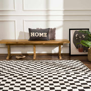 Black & Ivory Checkered Plush Rug