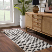 Black & Ivory Checkered Plush Rug