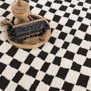 Black & Ivory Checkered Plush Rug