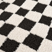 Black & Ivory Checkered Plush Rug