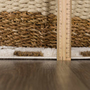 Brown Checkered High-Pile Shag Rug