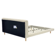 Cream Upholstered Platform Bed Frame Cal-King