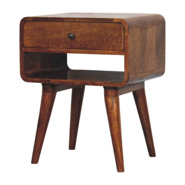 Curved Mango Wood Chestnut Nightstand