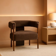 Velvet Barrel-Back Accent Chair – in dark brown | Roost & Roam