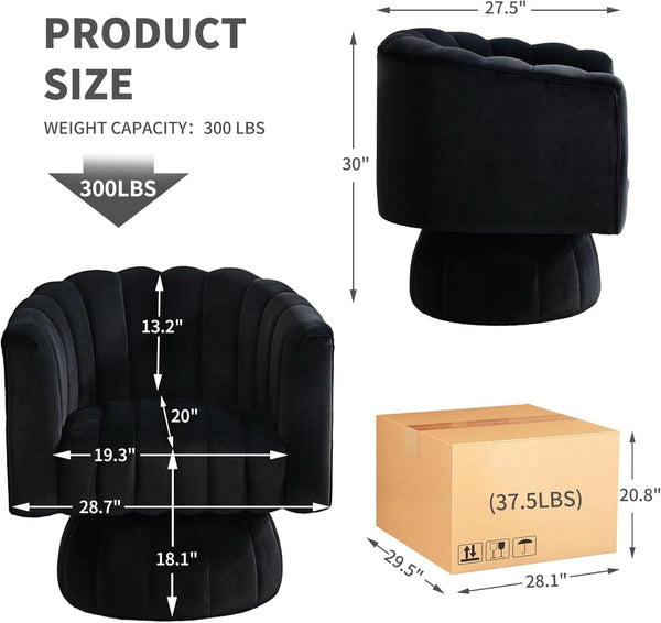 Channel-Tufted Velvet Swivel Armchair Set