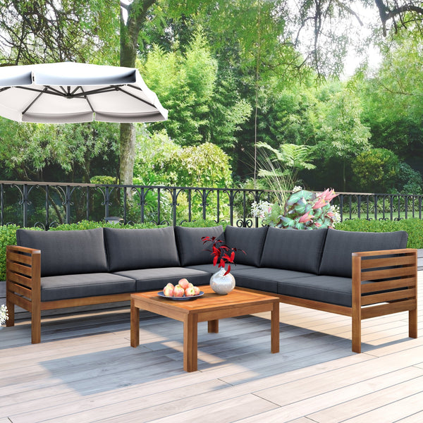 Acacia Wood Sectional Outdoor Sofa Set