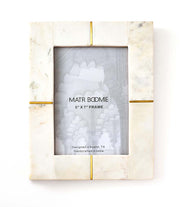 White Marble Brass Inlay Picture Frame