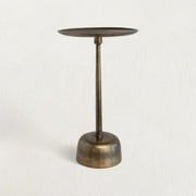 Antique Brass Pedestal Accent Table