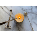 Brass-Finish Candle Care Tool Set — Three-piece brass-finish set for trimming, snuffing, and wick-dipping