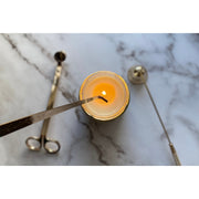 Brass-Finish Candle Care Tool Set — Three-piece brass-finish set for trimming, snuffing, and wick-dipping
