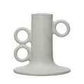 Stoneware Taper Candle Holder in White — Bring a sense of calm and quiet refinement to your space with this Stoneware Taper