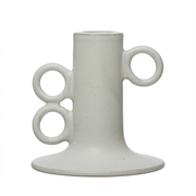 Stoneware Taper Candle Holder in White — Bring a sense of calm and quiet refinement to your space with this Stoneware Taper