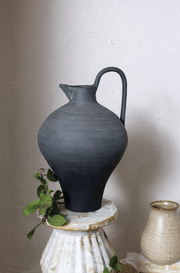 Matte Charcoal Terracotta Jug in a styled home setting