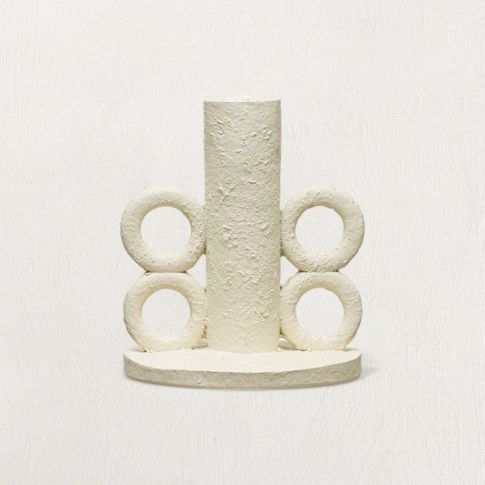 Resin Taper Candle Holder with Handles, Volcano Finish — Illuminate your space with sculptural warmth using the Resin Taper
