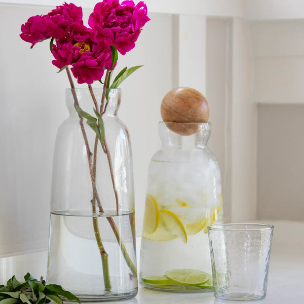 Tapered Glass Decanter Wood-Ball Stopper