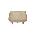 Stoneware Footed Planter with Glazed Finish — The Stoneware Footed Planter blends sculptural form with timeless