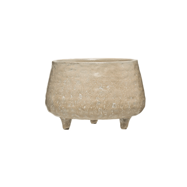 Stoneware Footed Planter with Glazed Finish — The Stoneware Footed Planter blends sculptural form with timeless
