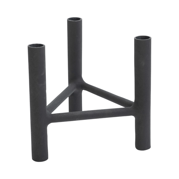 Textured Metal Triple Taper Candle Holder in Black — Make a bold, sculptural statement with the Textured Metal Triple Taper