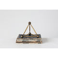 Antiqued Brass Metal Tetrahedron Sculpture