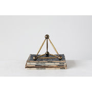 Antiqued Brass Metal Tetrahedron Sculpture