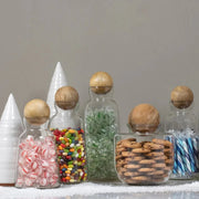 Tapered Glass Decanter Wood-Ball Stopper