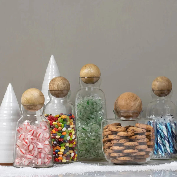 Tapered Glass Decanter Wood-Ball Stopper