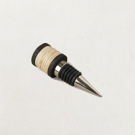 Rattan-Wrapped Metal Bottle Stopper