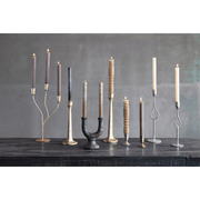 Stoneware Double Taper Candle Holder in Chocolate — scale reference and proportion detail