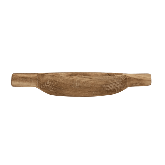 Paulownia Wood Handled Catch Tray — Hand-tooled paulownia catch tray with curved basin and dual handles