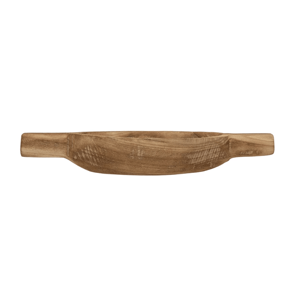 Paulownia Wood Handled Catch Tray — Hand-tooled paulownia catch tray with curved basin and dual handles