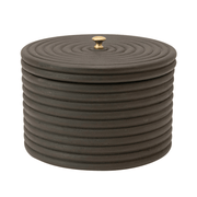 Ridged Wood-Finish Storage Box with Lid