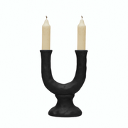 Stoneware Double Taper Candle Holder in Chocolate — alternate size or scent variant from the same series