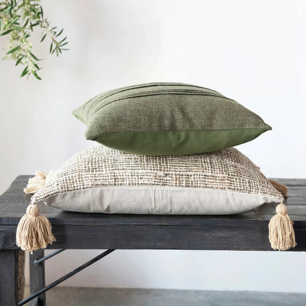 Pintuck Linen-Blend Pillow Cover