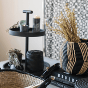 Ridged Wood-Finish Storage Box with Lid