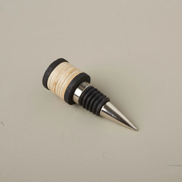 Rattan-Wrapped Metal Bottle Stopper