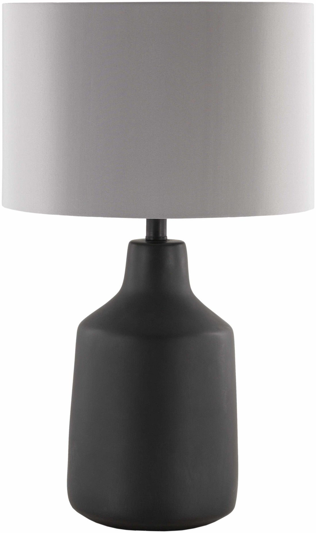 Matte Concrete Base Table Lamp styled with ceramics and a linen runner