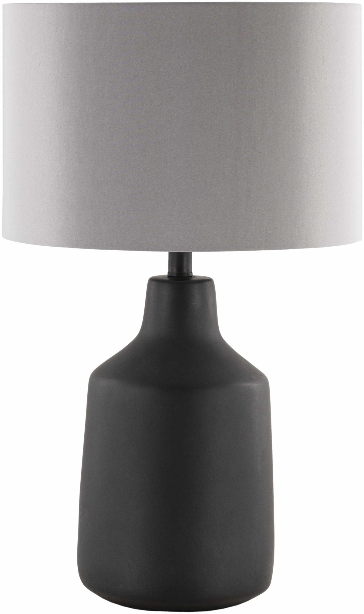 Matte Concrete Base Table Lamp styled with ceramics and a linen runner