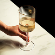 Ribbed Crystal Gold-Rim Wine Glasses