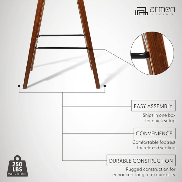 Faux Leather Walnut Counter Bar Stool