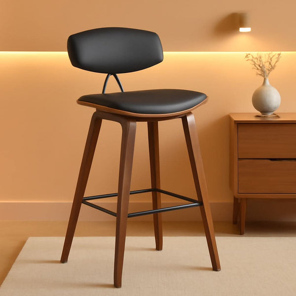 Faux Leather Walnut Counter Bar Stool