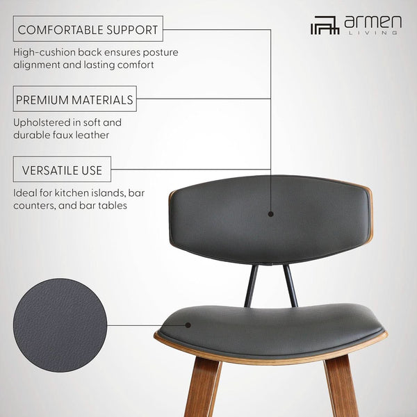 Faux Leather Walnut Counter Bar Stool