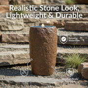 Polystone Cylinder LED Outdoor Fountain