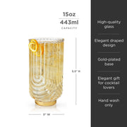 Art Deco Ribbed Crystal Highball Set