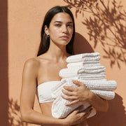 Waffle-Weave Cotton Bath Towel Set